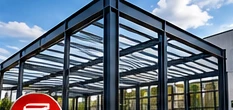 Estructura metálica en proyecto de construcción